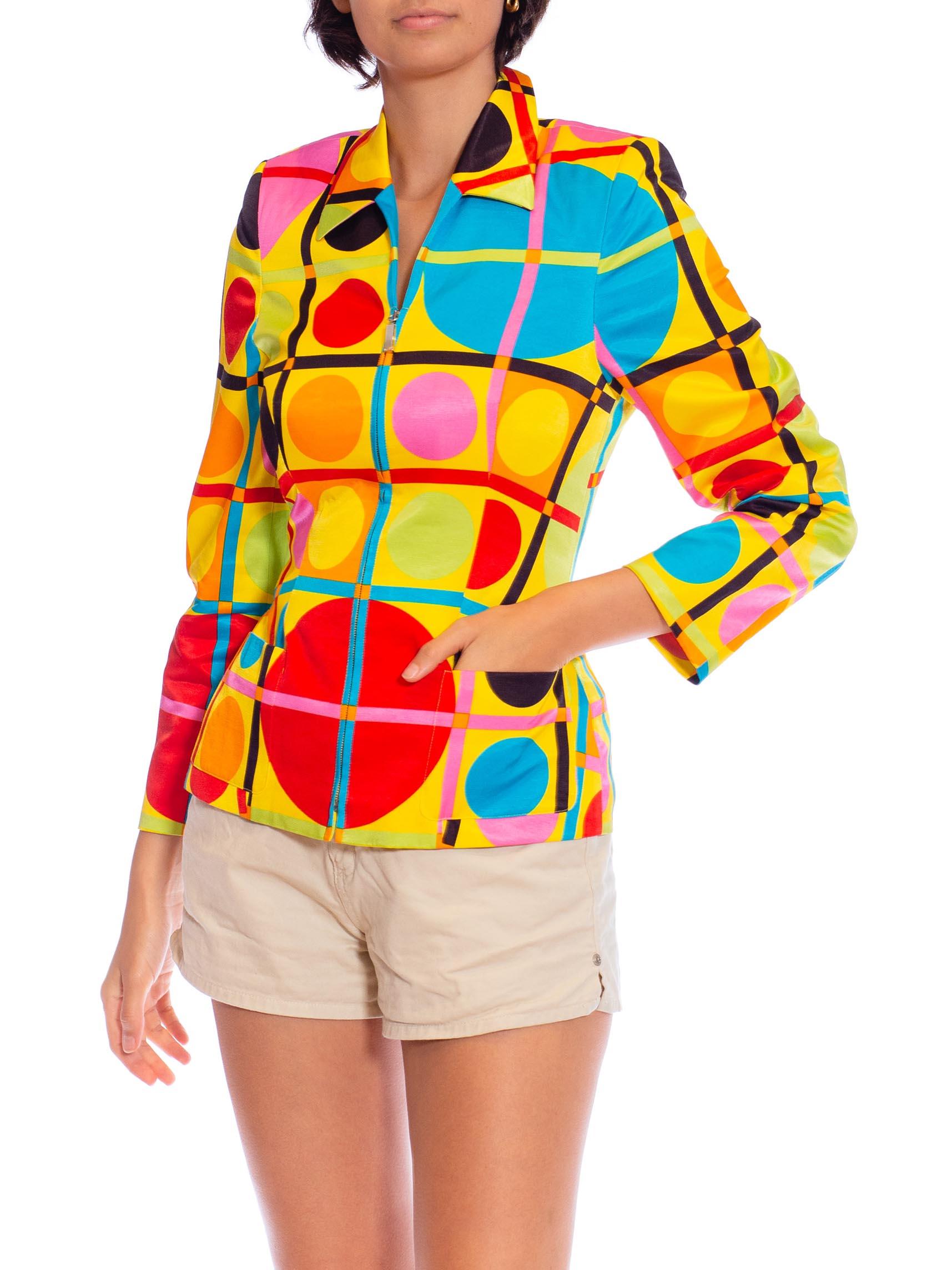 Women's 1990S Rainbow Geometric Cotton Jacket