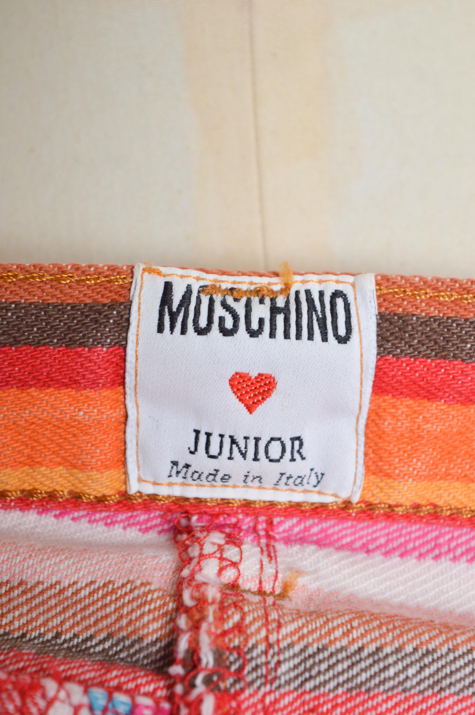 1990s Rainbow MOSCHINO candy striped vibrant colourful cotton mini skirt 4