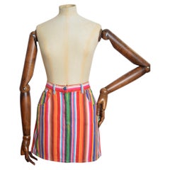 1990s Rainbow MOSCHINO candy striped vibrant colourful cotton mini skirt