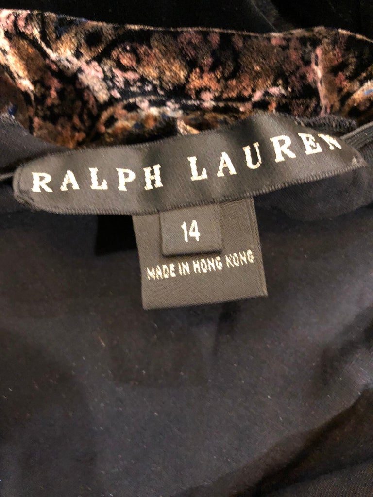 1990s Ralph Lauren Black Label Size 14 Paisley Velvet Off the Shoulder  Blouse For Sale at 1stDibs