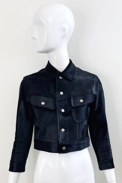 1990s Ralph Lauren Black Pony Calf Hair Size 2 / 4 Cropped Vintage 90s Jacket