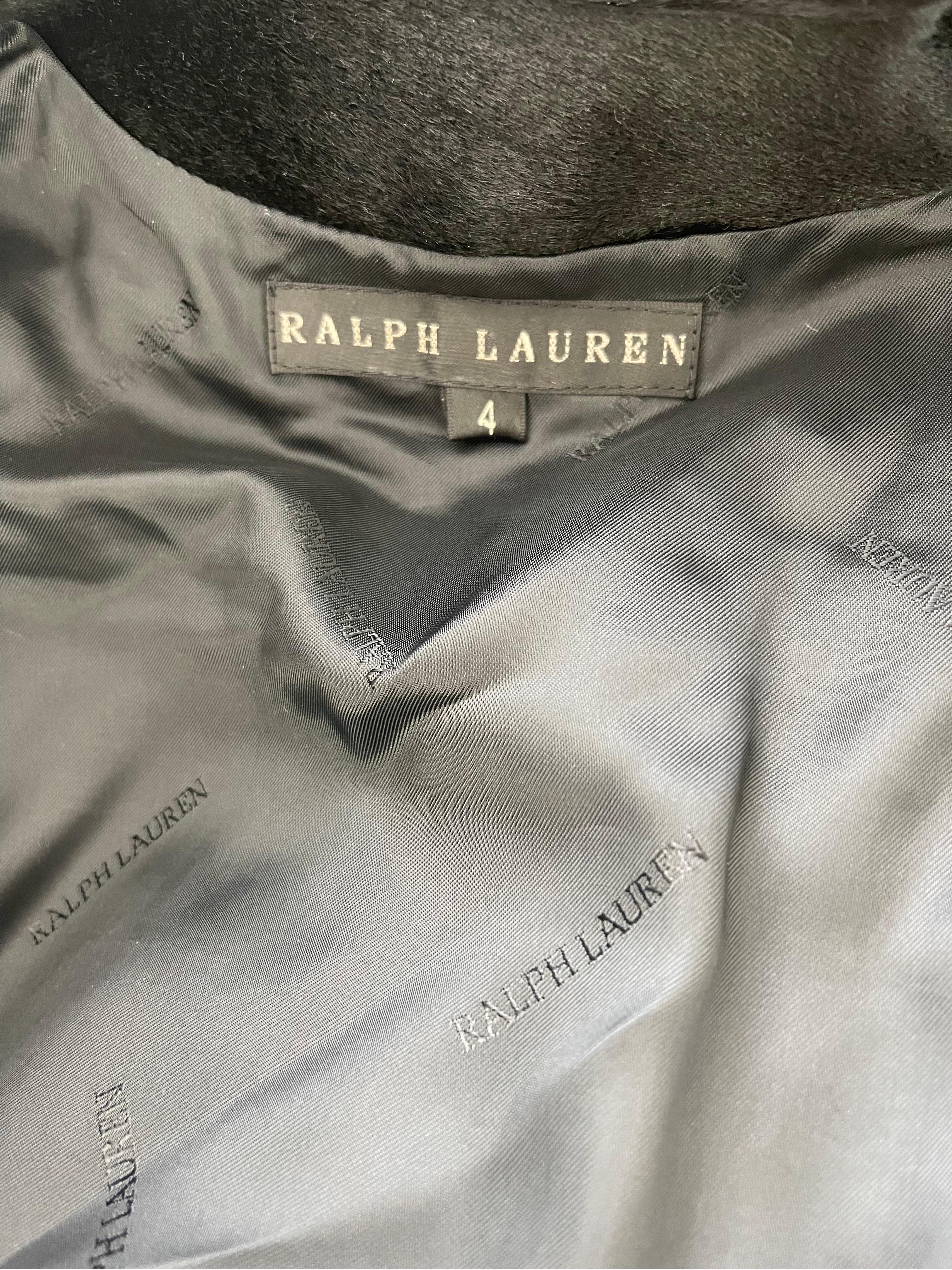 1990er Ralph Lauren Schwarz Pony Kalbshaar Größe 2 / 4 Cropped Vintage 90er Jahre Jacke im Angebot 2