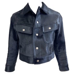 1990s Ralph Lauren Black Pony Calf Hair Size 2 / 4 Cropped Vintage 90s Jacket
