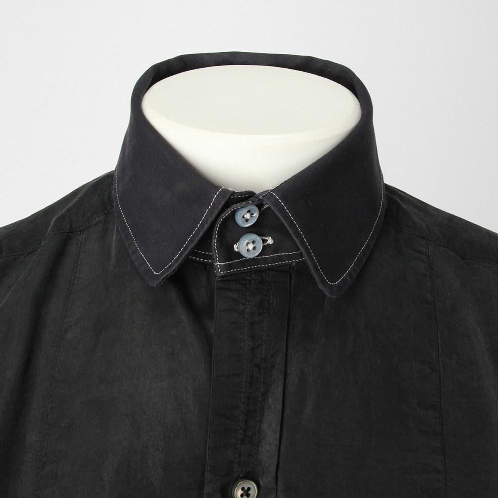 1990s Ralph Lauren black silk shirt with white decorative stitching In Excellent Condition In Lugo (RA), IT