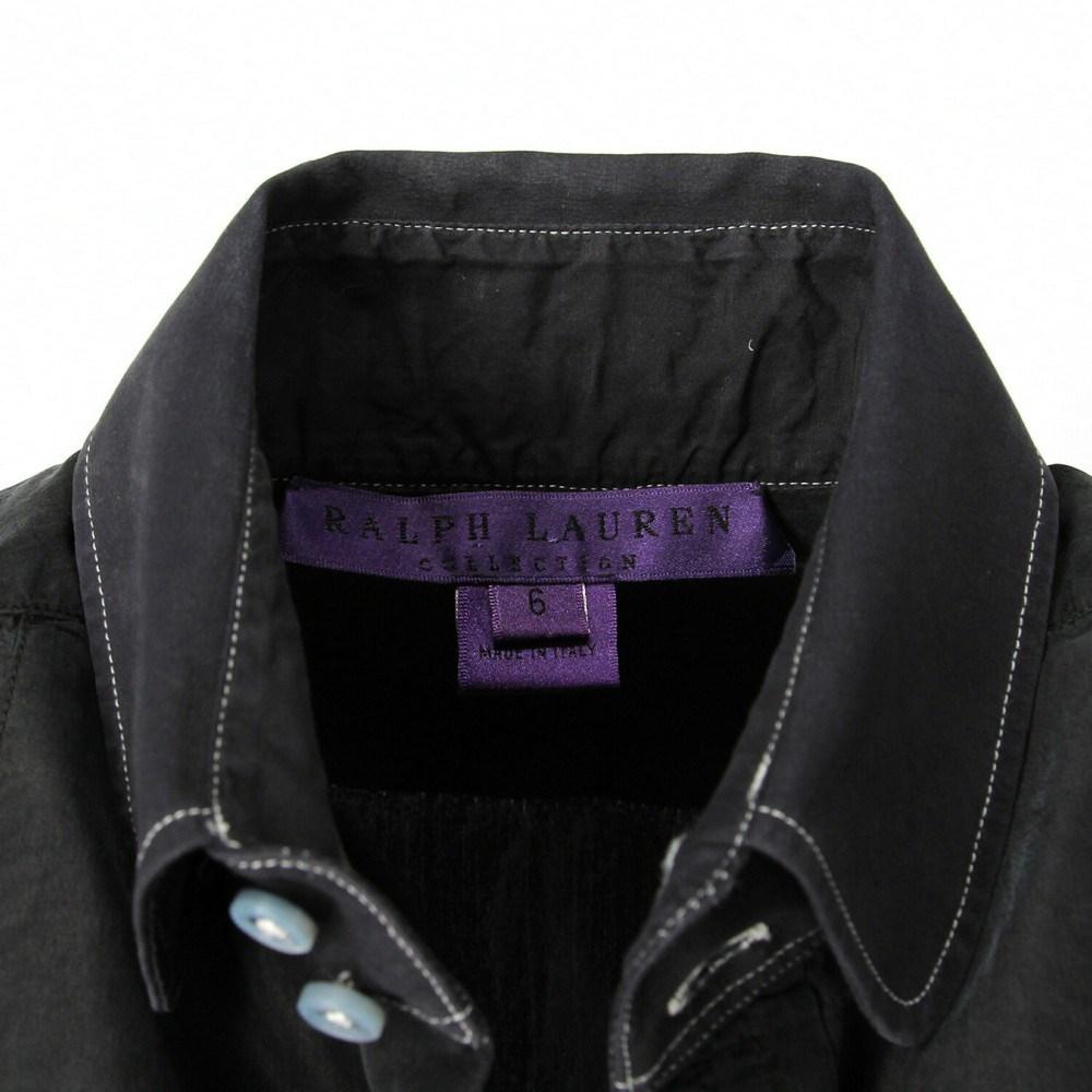 1990s Ralph Lauren black silk shirt with white decorative stitching 1