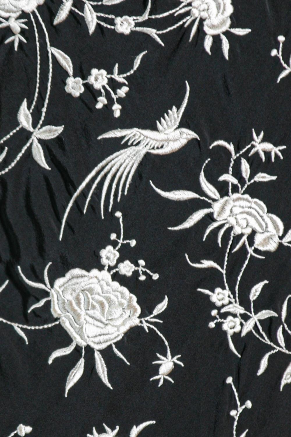 1990S RALPH LAUREN Black & White Floral Embroidered Cocktail Dress With Fringe 6