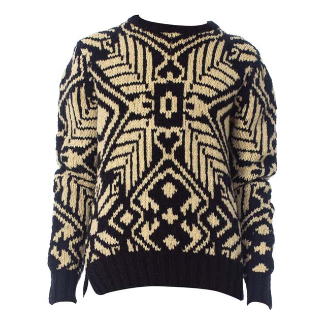 1980S RALPH LAUREN Navy and Ivory Wool Hand Knit Nordic Sweater at ...