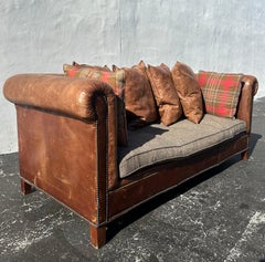 1990s Ralph Lauren Brompton Brown Saddle Leather Down Sof