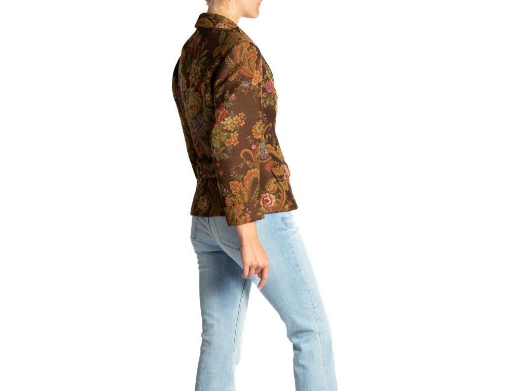 Women's 1990S RALPH LAUREN Brown With Floral Print Rayon & Cotton Jacket