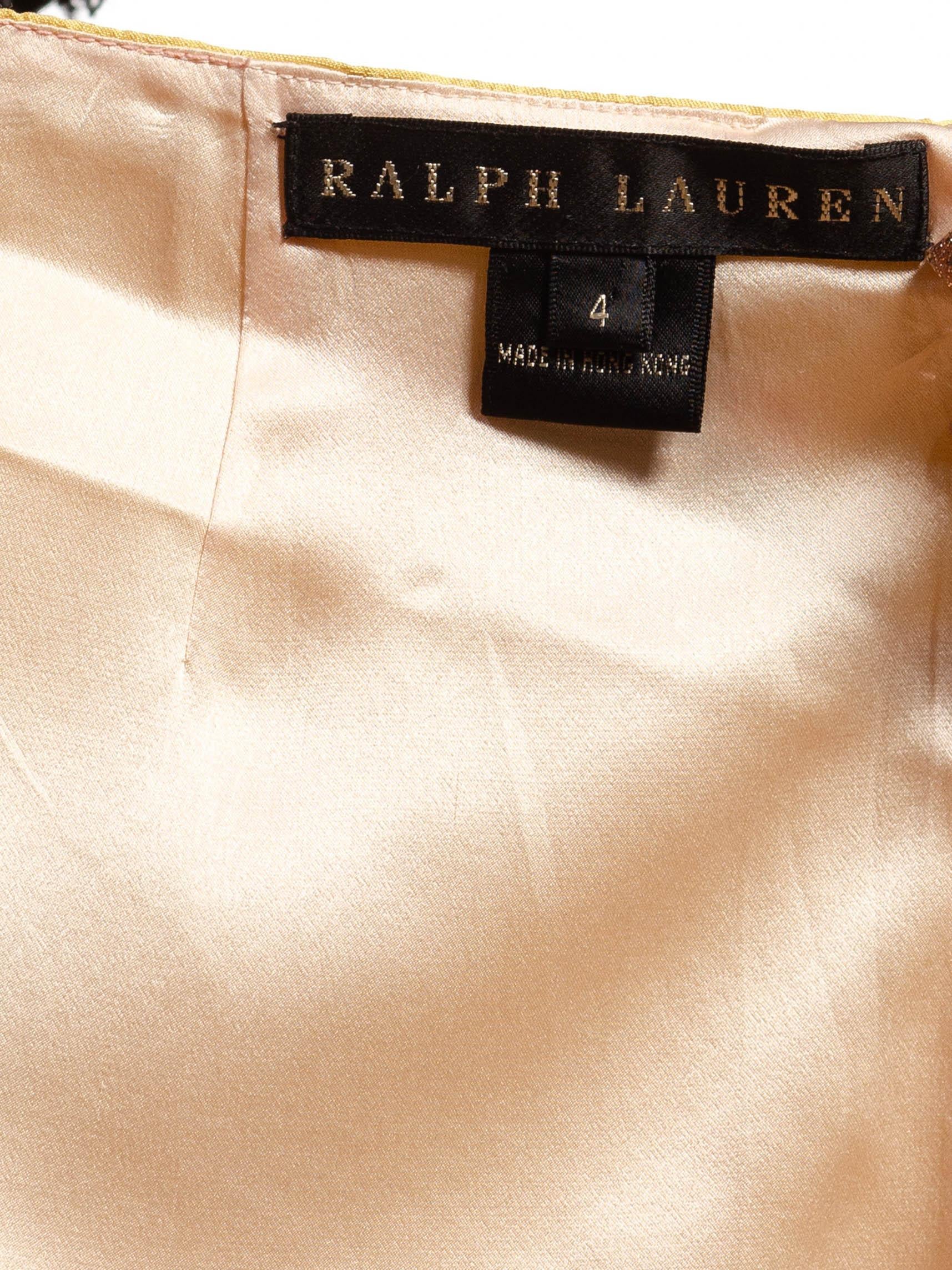 Women's 1990S Ralph Lauren Butter Yellow Silk Embroidered Rachel Green Style Skirt
