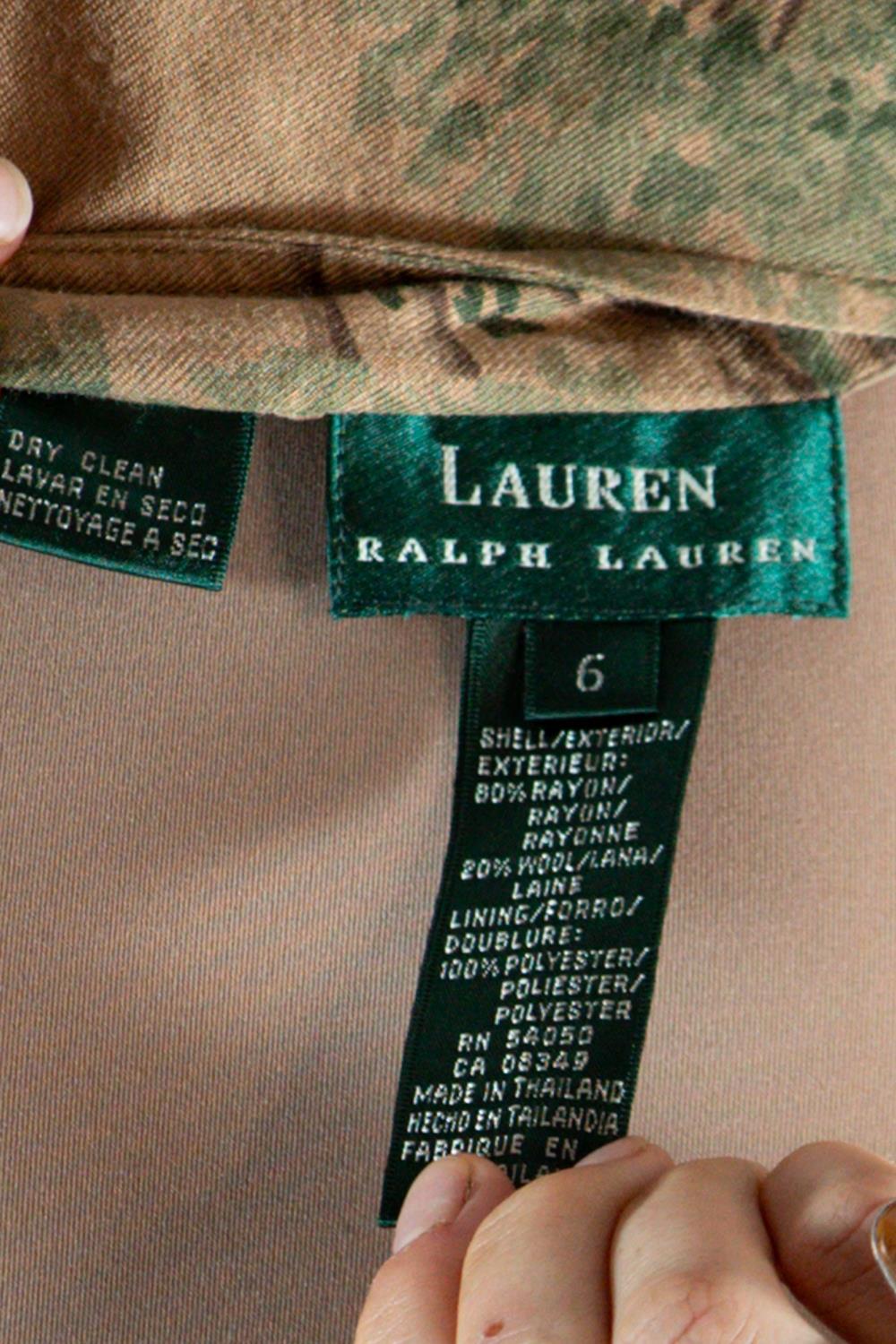 1990S Ralph Lauren Earth-Tone Rayon Blend Twill Scenic Print Skirt 6