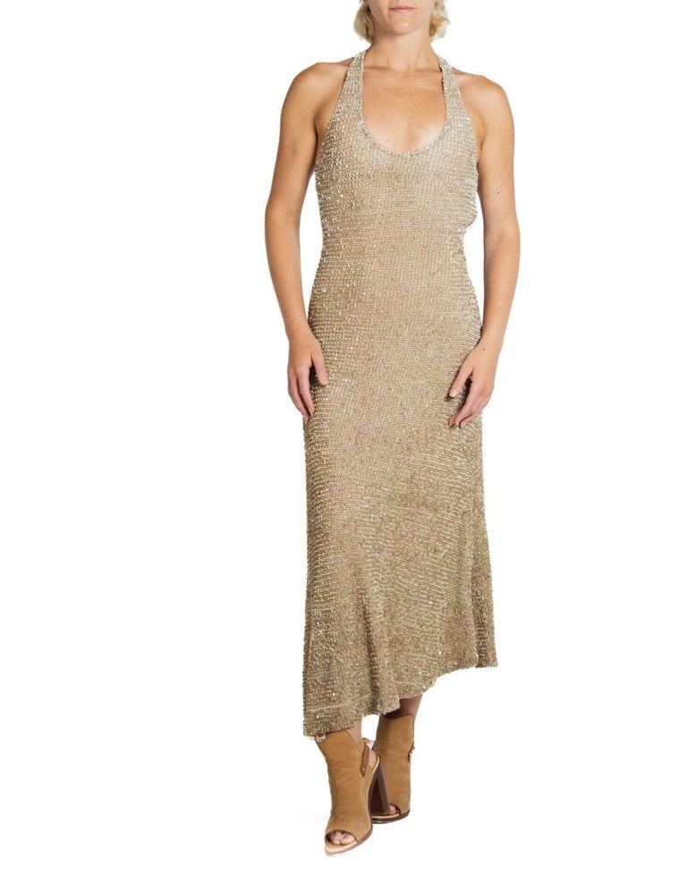 1990S Ralph Lauren Gold Knit With Sequins And Beads Gown For Sale at  1stDibs | gold dress ralph lauren, gold ralph lauren dress, ralph lauren  gold dress