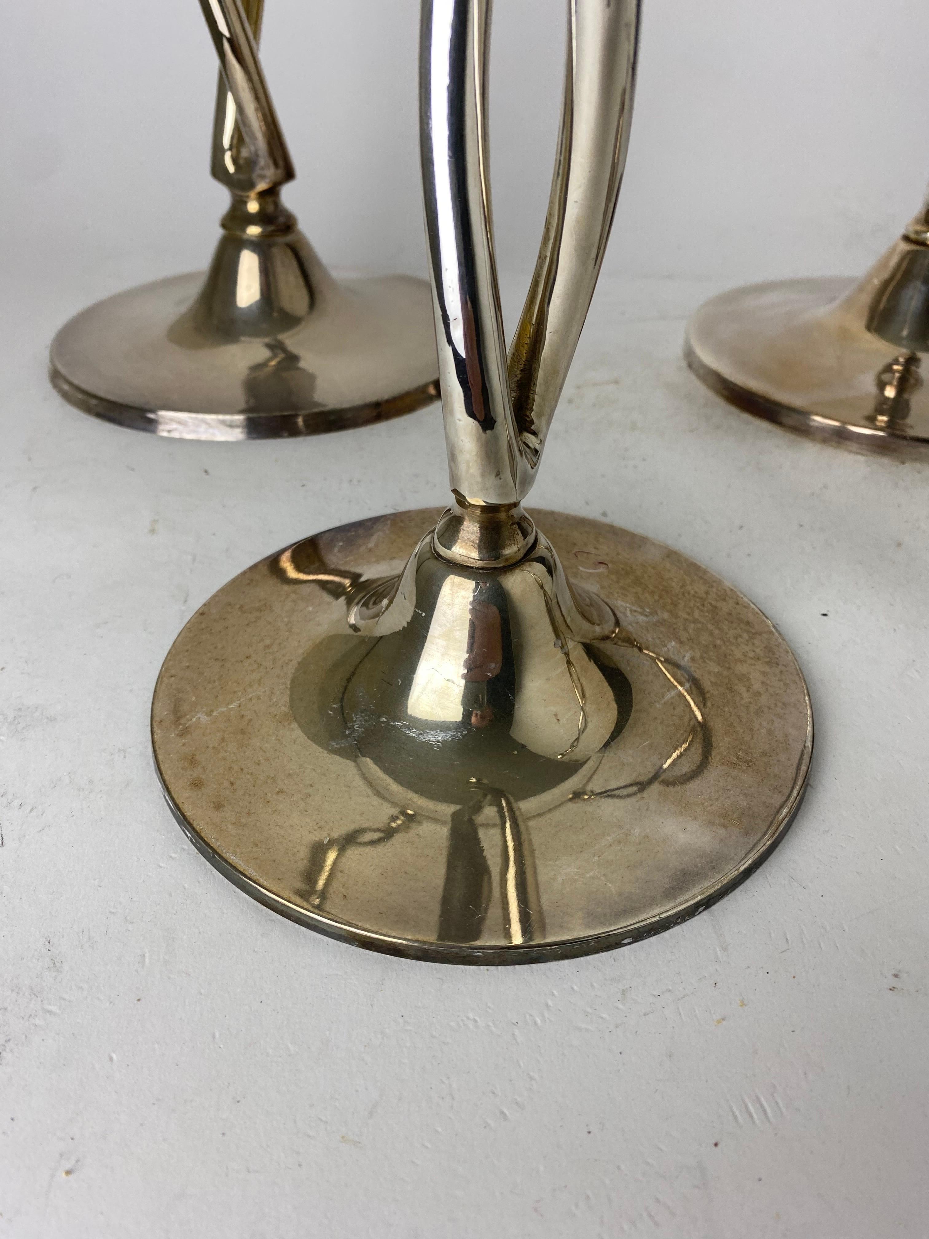Silver Plate 1990s Ralph Lauren Hollinsworth Twist Silver-Plate Candle Holders - Set of 4