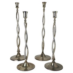 1990s Ralph Lauren Hollinsworth Twist Silver-Plate Candle Holders - Set of 4