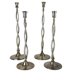 1990s Ralph Lauren Hollinsworth Twist Silver-Plate Candle Holders - Set of 4