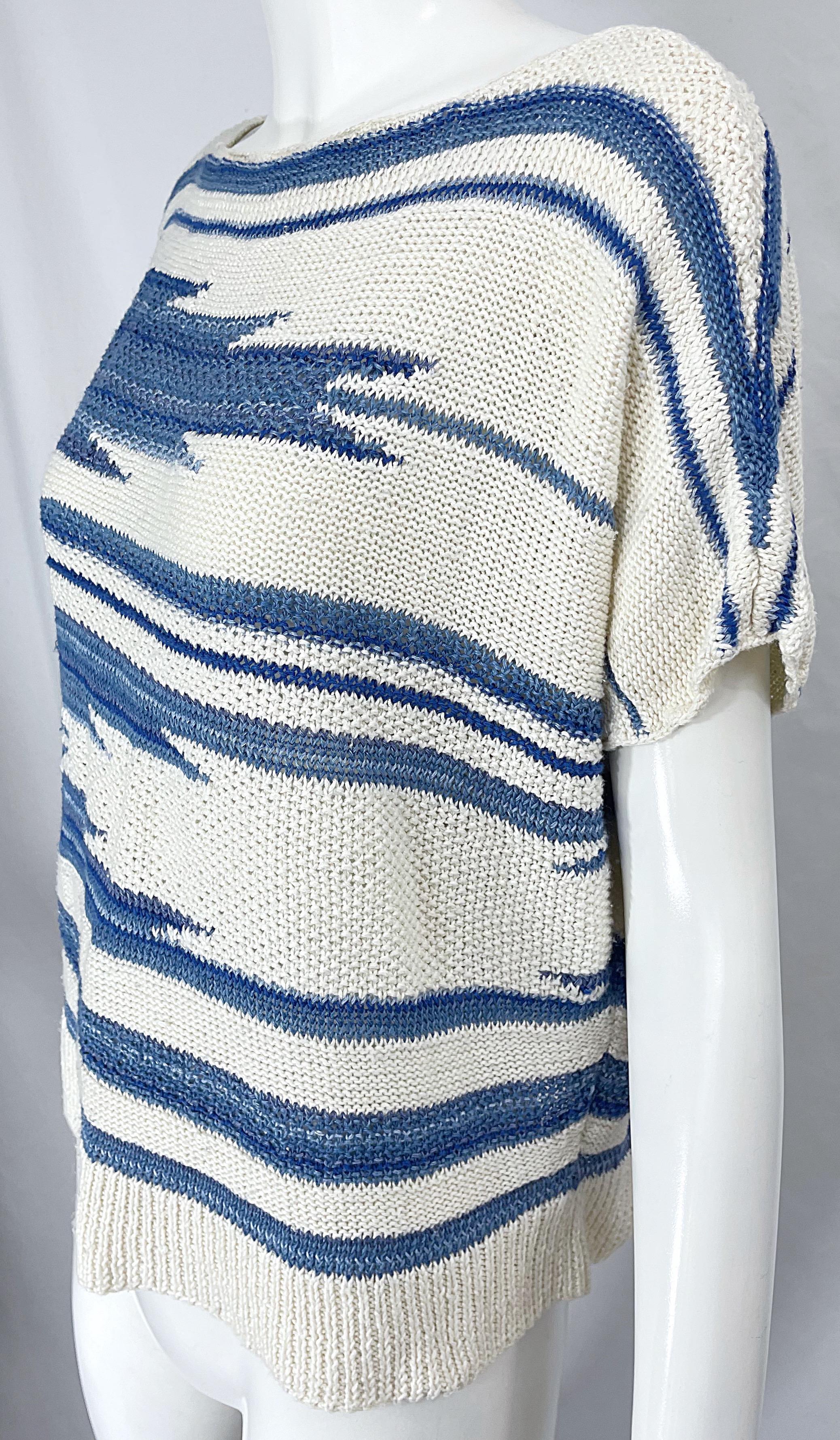 1990s Ralph Lauren Linen + Silk Knit Ikat Navajo Vintage 90s Shirt Blouse  4