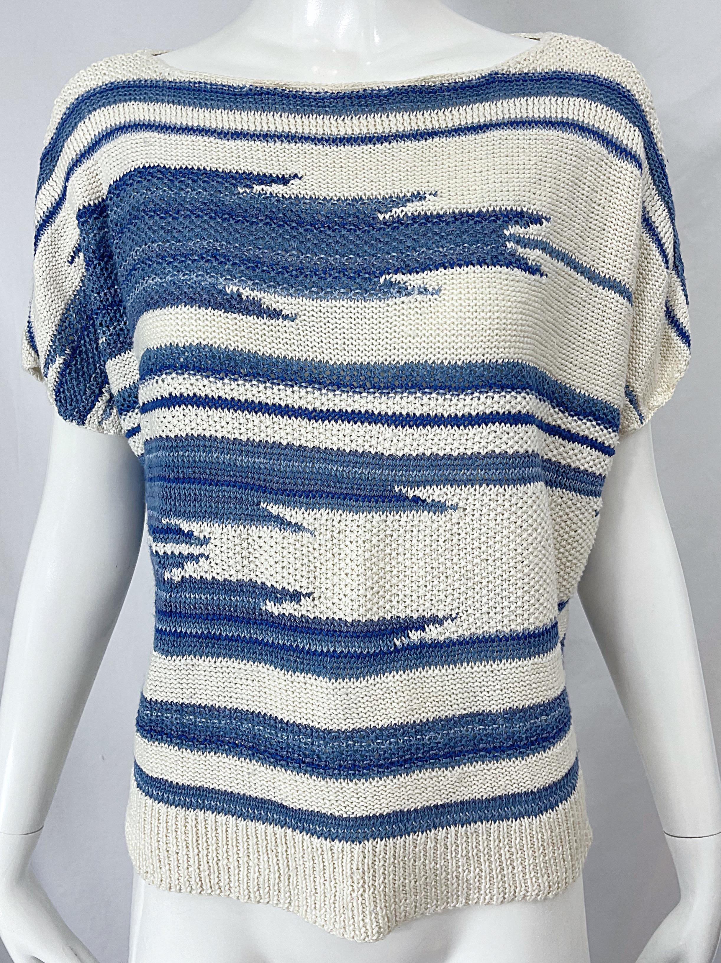 Women's 1990s Ralph Lauren Linen + Silk Knit Ikat Navajo Vintage 90s Shirt Blouse