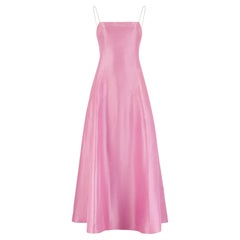 1990s Ralph Lauren Pink Silk Maxi Dress with Crystal Straps