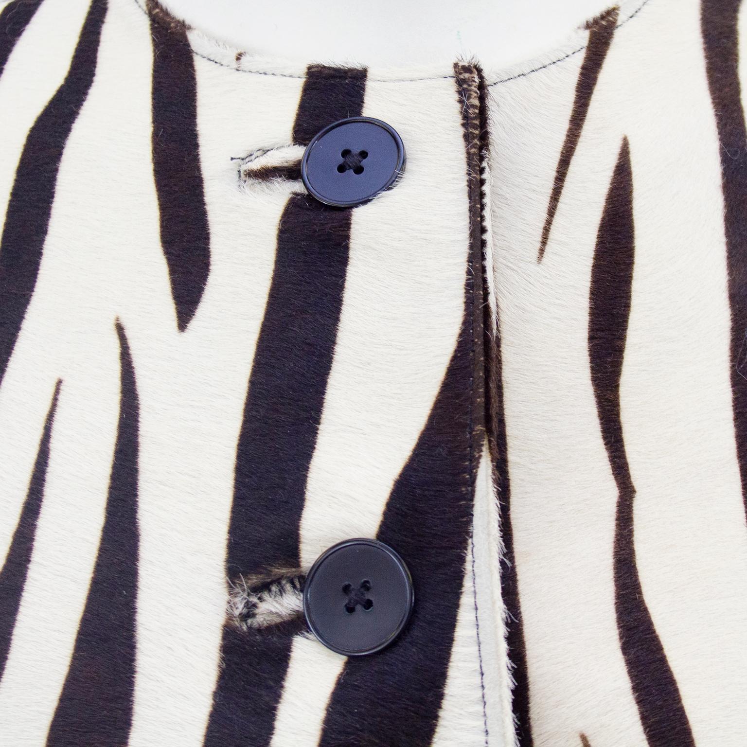 Gray 1990s Ralph Lauren Purple Label Flat Cow Hide Zebra Jacket 