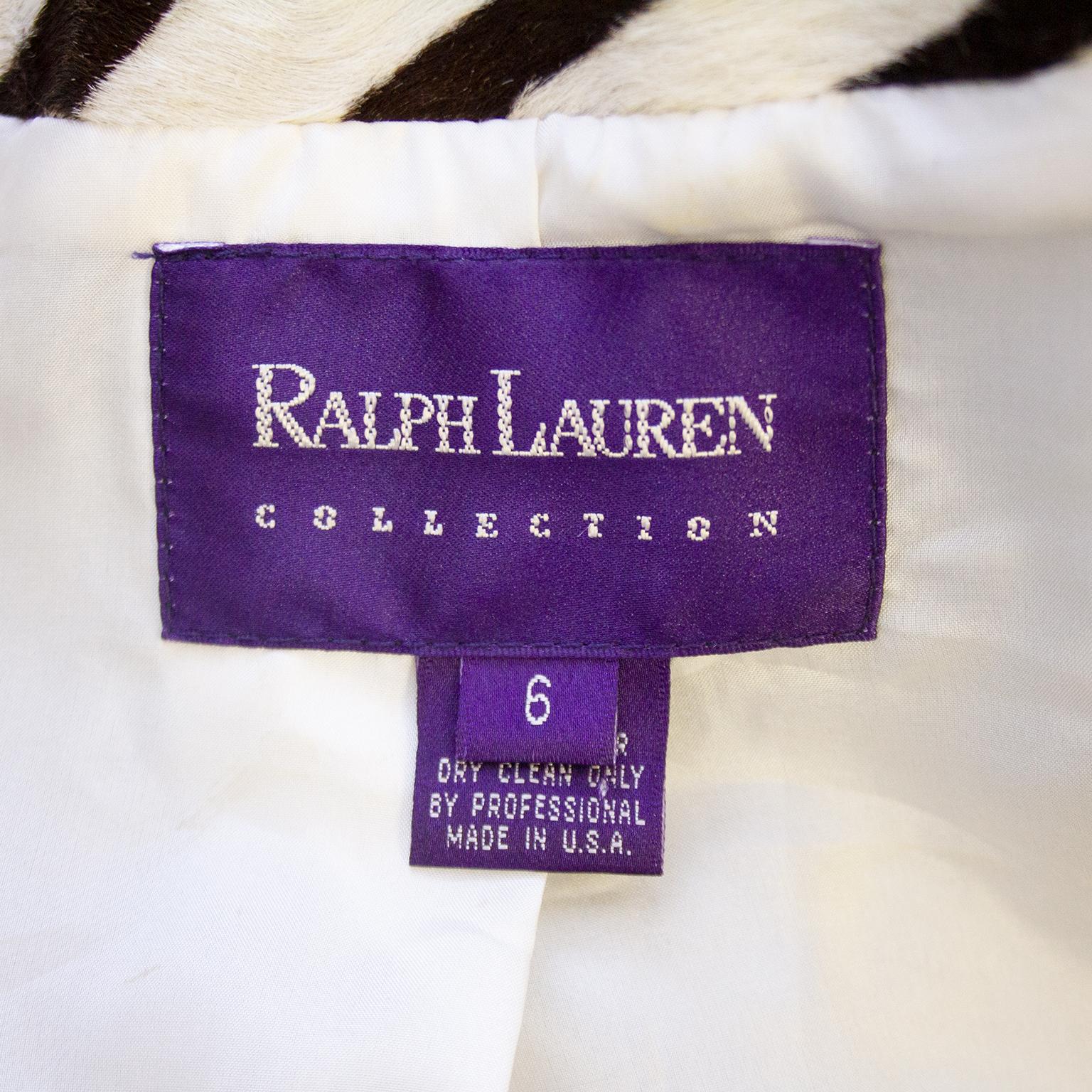 1990s Ralph Lauren Purple Label Flat Cow Hide Zebra Jacket  In Good Condition In Toronto, Ontario