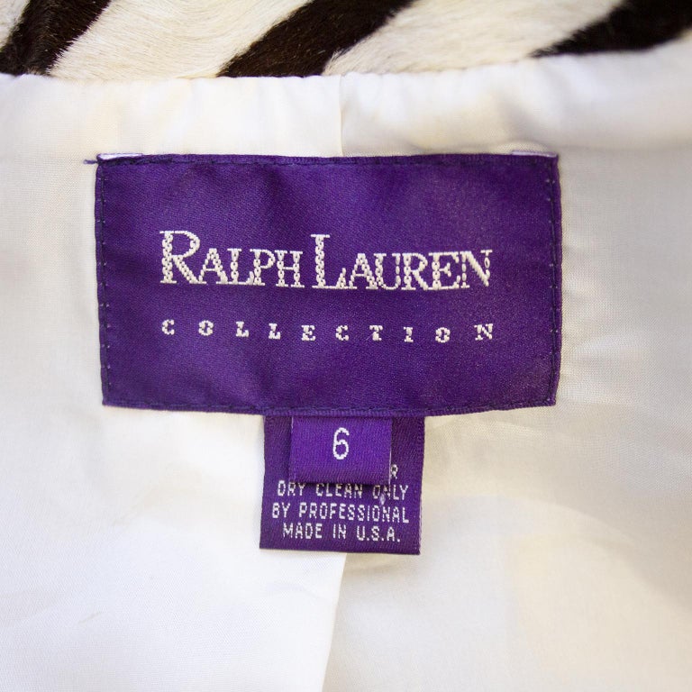 1990s Ralph Lauren Purple Label Flat Cow Hide Zebra Jacket ...