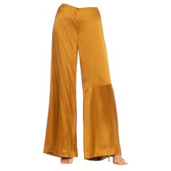 1990S RALPH LAUREN PURPLE LABEL Gold Silk Satin Pants