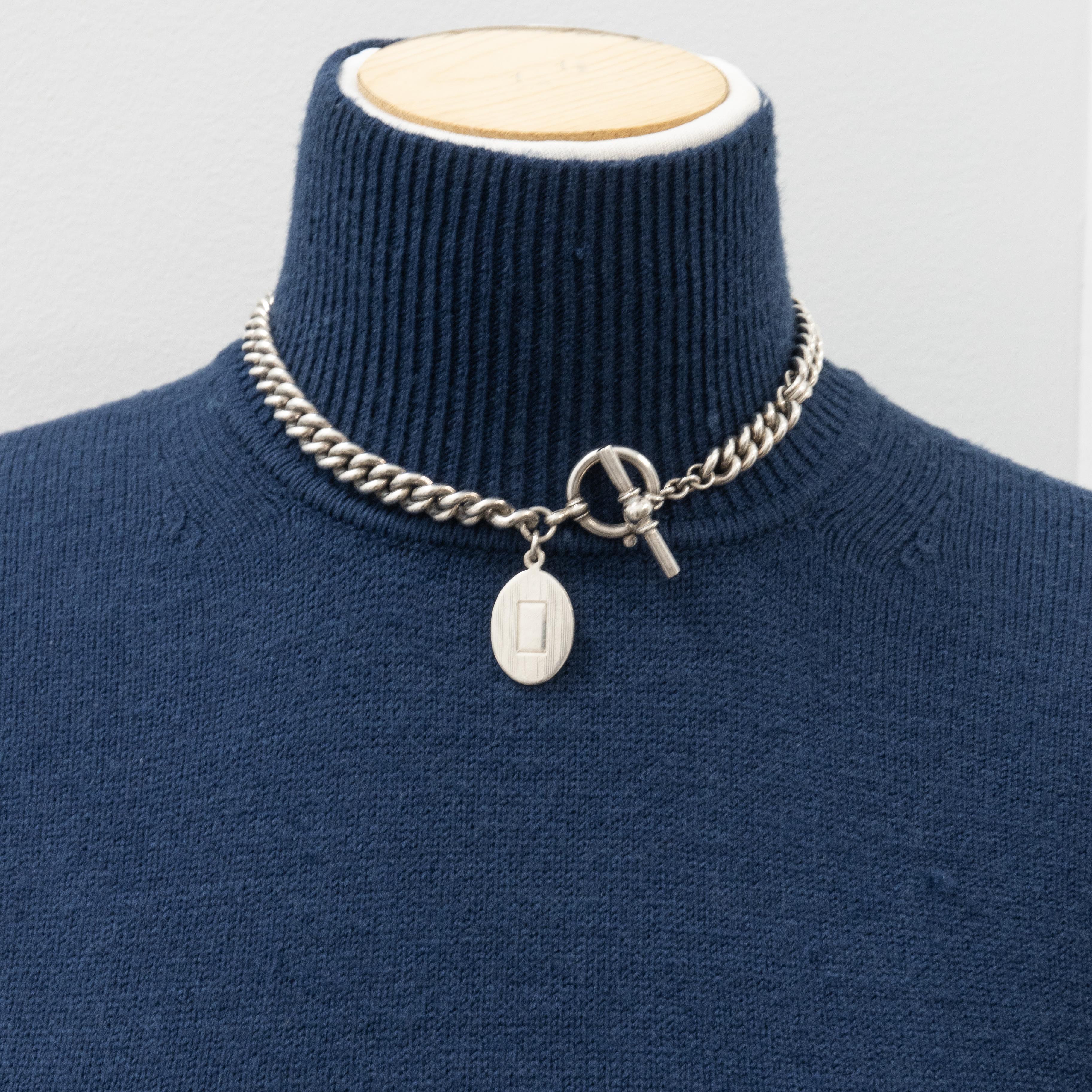 1990s Ralph Lauren Sterling Silver Toggle Necklace 5