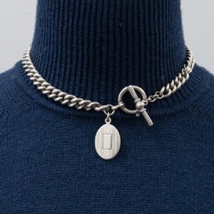 1990s Ralph Lauren Sterling Silver Toggle Necklace