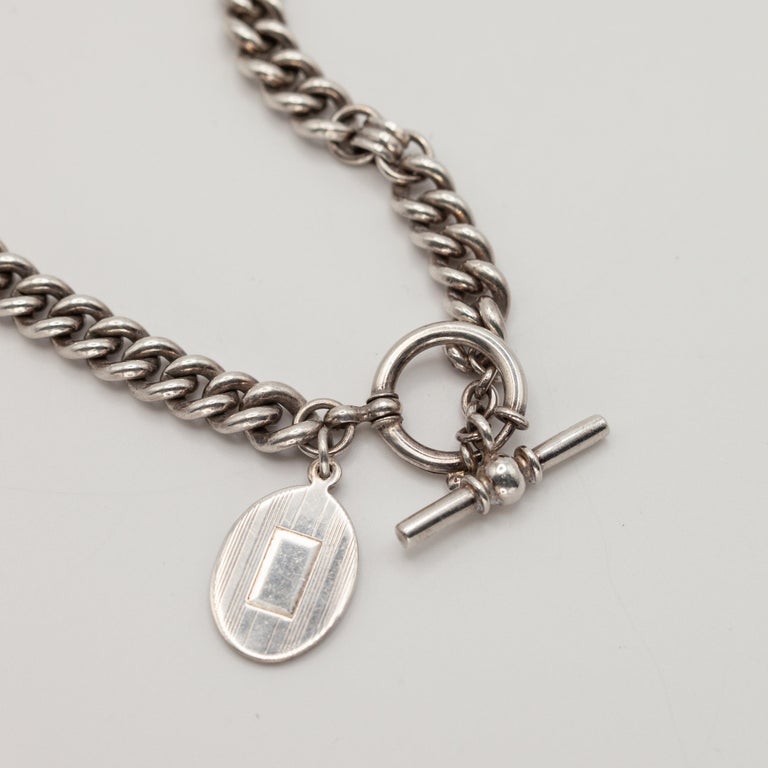 1990s Ralph Lauren Sterling Silver Toggle Necklace at 1stDibs