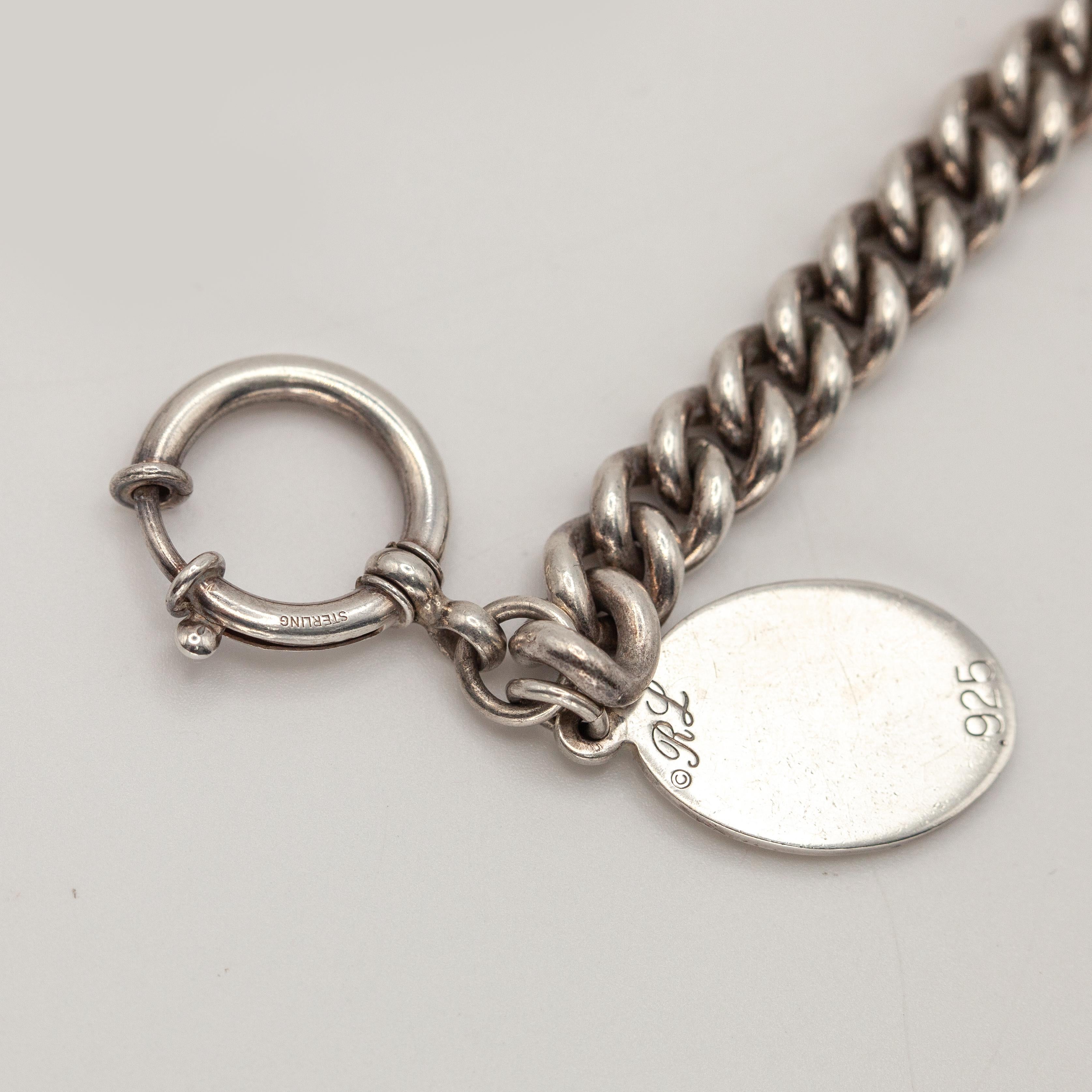 1990s Ralph Lauren Sterling Silver Toggle Necklace In Excellent Condition In New York, NY