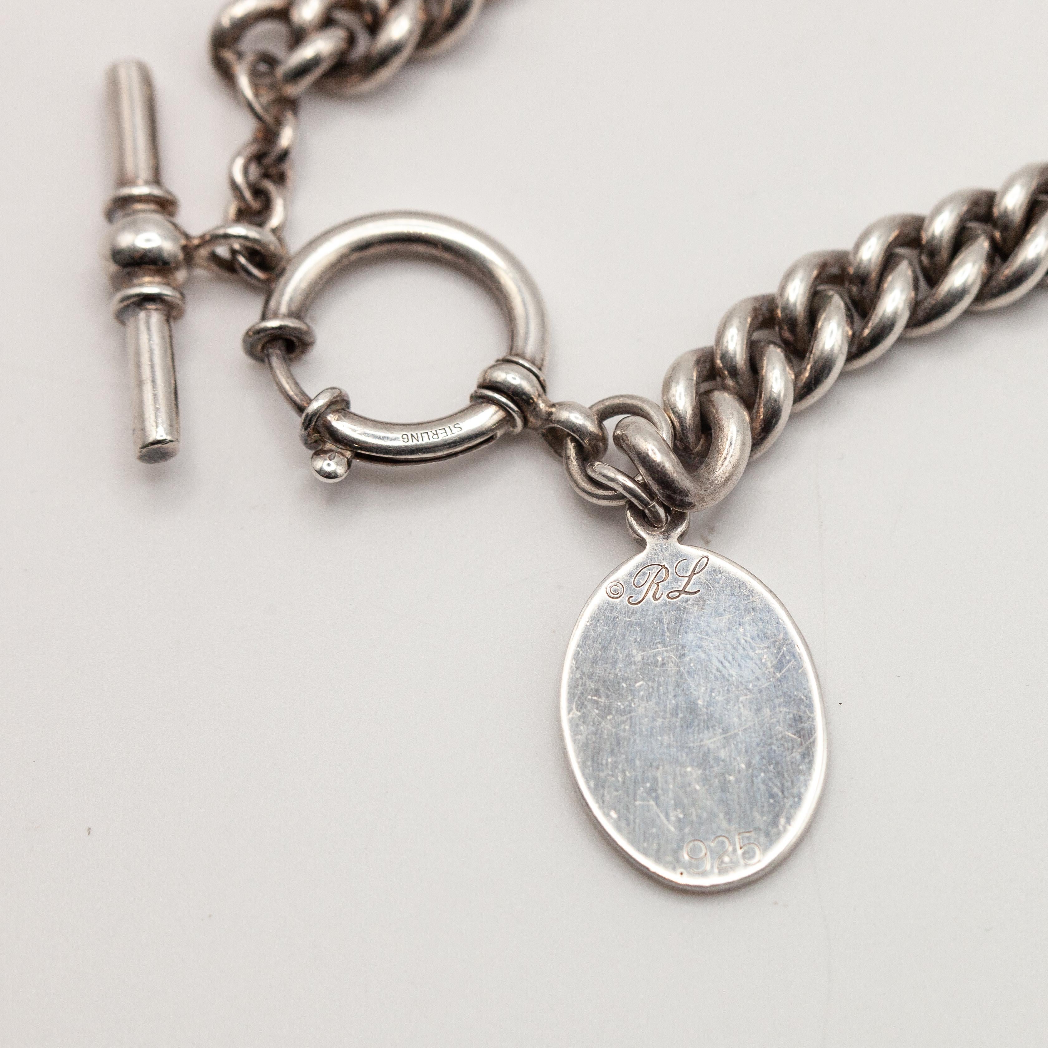 Women's or Men's 1990s Ralph Lauren Sterling Silver Toggle Necklace
