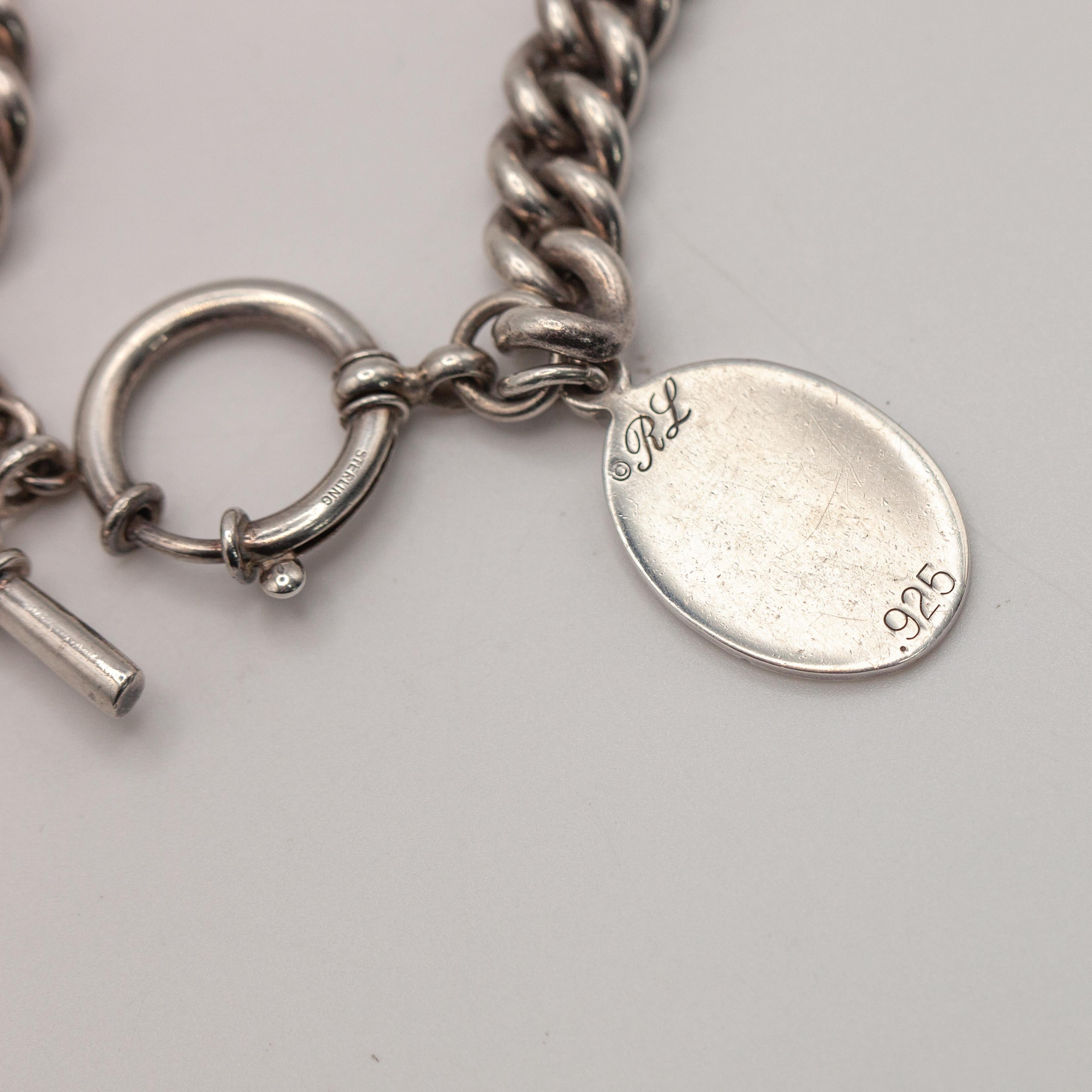 1990s Ralph Lauren Sterling Silver Toggle Necklace 2