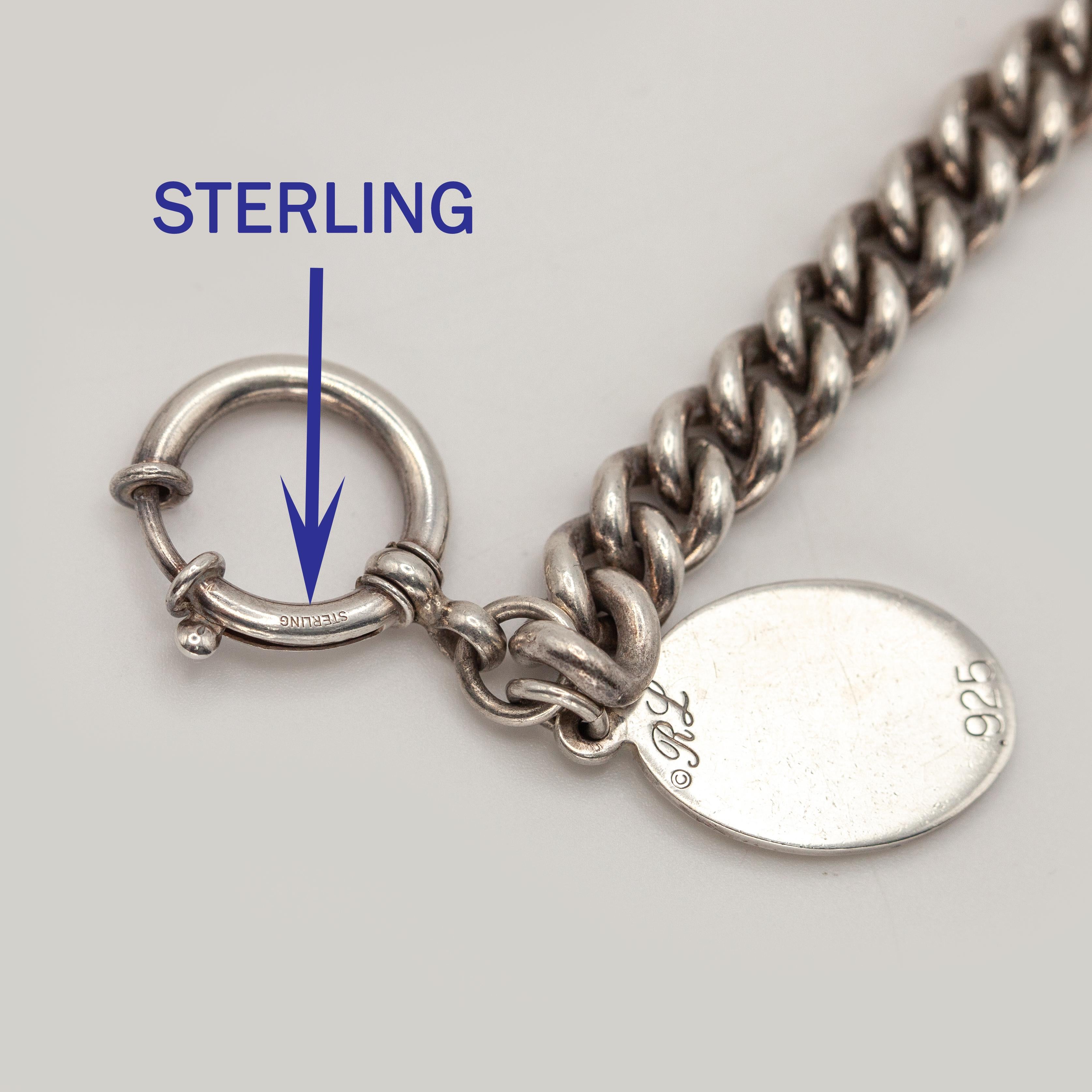 1990s Ralph Lauren Sterling Silver Toggle Necklace 3