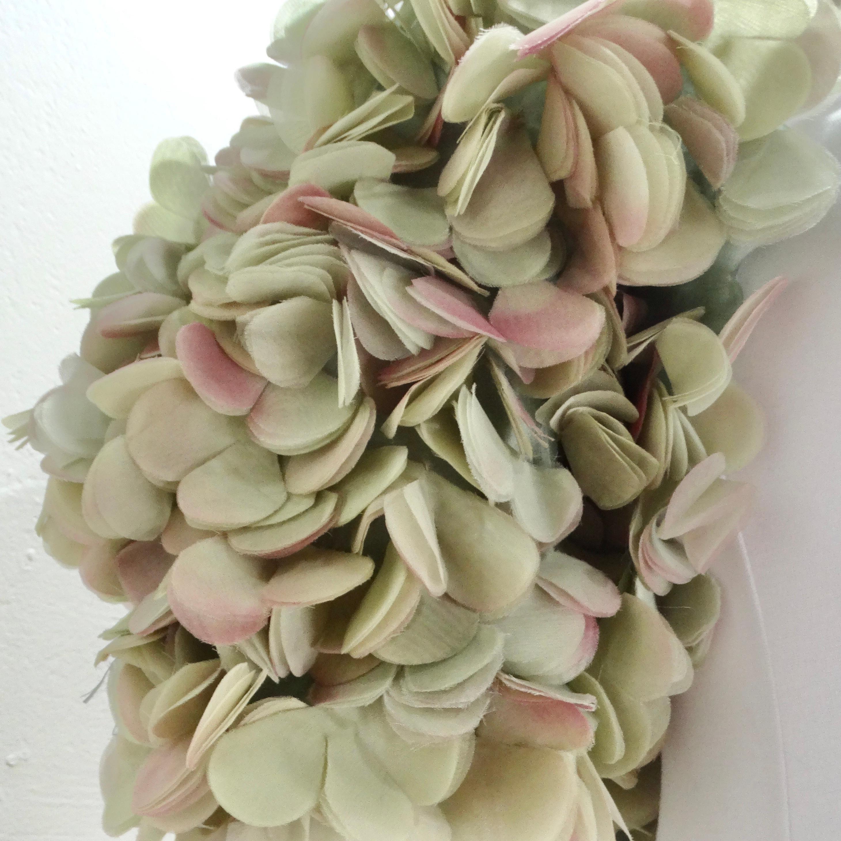 Gray 1990s Randolph Duke 3D Flower Petal Applique Bolero Shrug For Sale