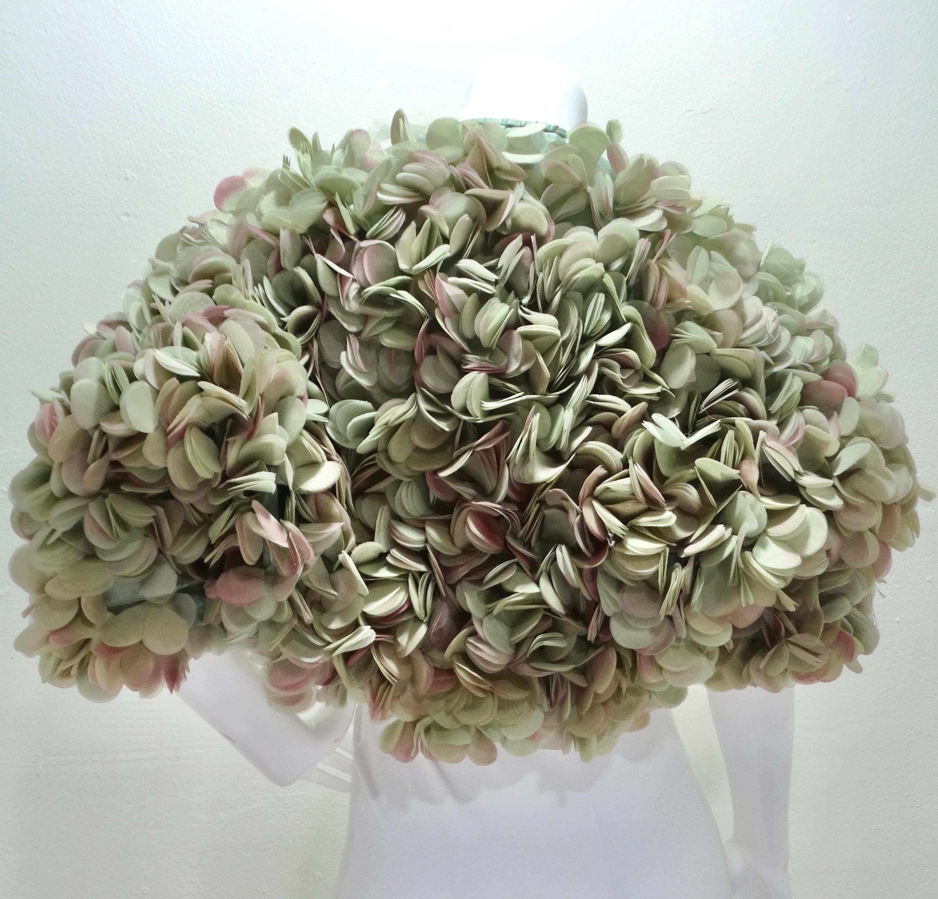 Boléro Randolph Duke des années 1990 avec appliques à pétales de fleurs 3D en vente 1