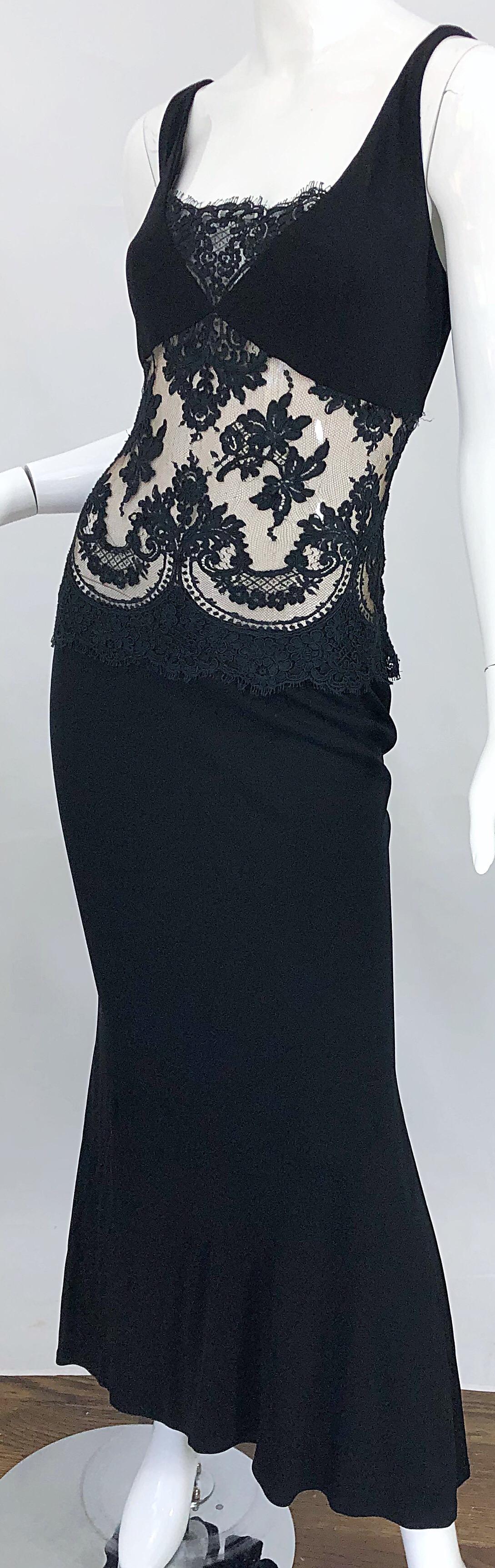1990s Randolph Duke Black Sexy Lace Cut-Out Sleeveless Vintage 90s Evening Gown 4