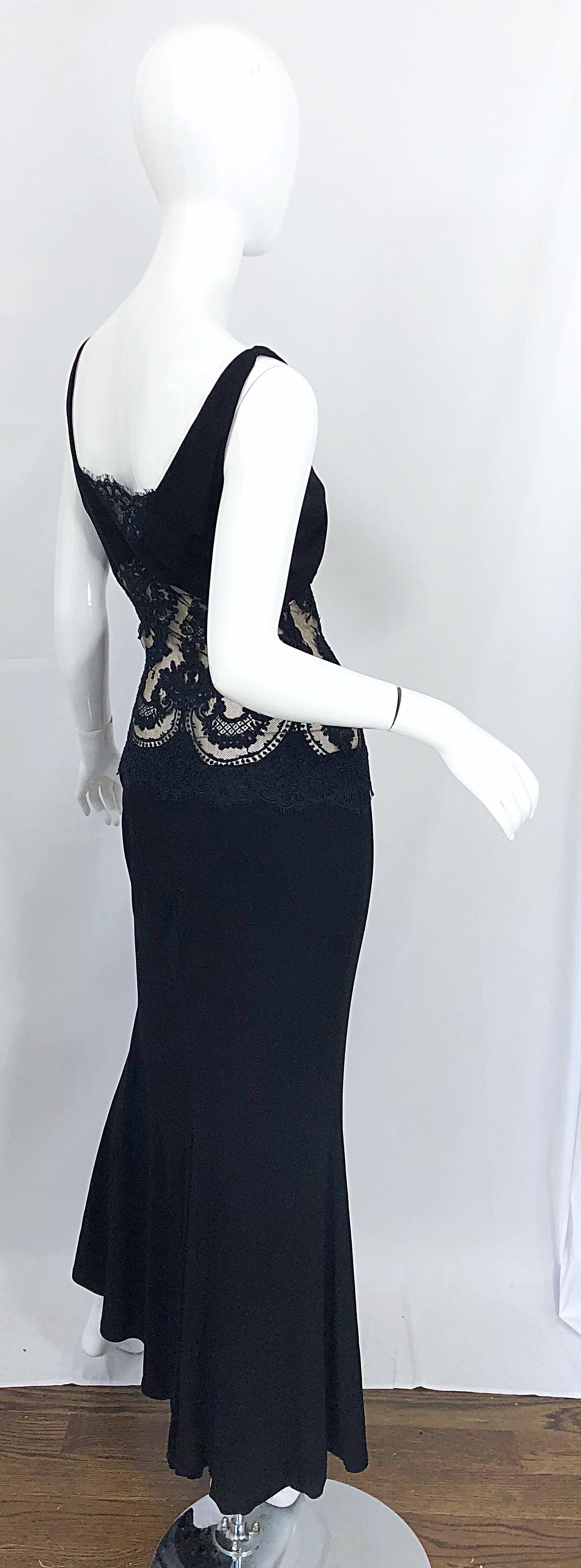 1990s Randolph Duke Black Sexy Lace Cut-Out Sleeveless Vintage 90s Evening Gown 5
