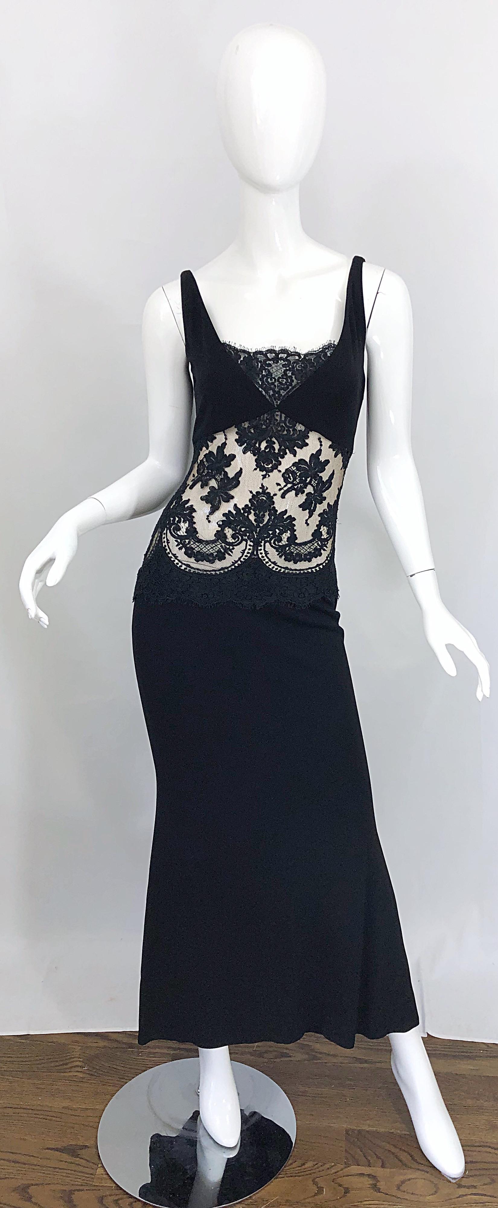 1990s Randolph Duke Black Sexy Lace Cut-Out Sleeveless Vintage 90s Evening Gown 6