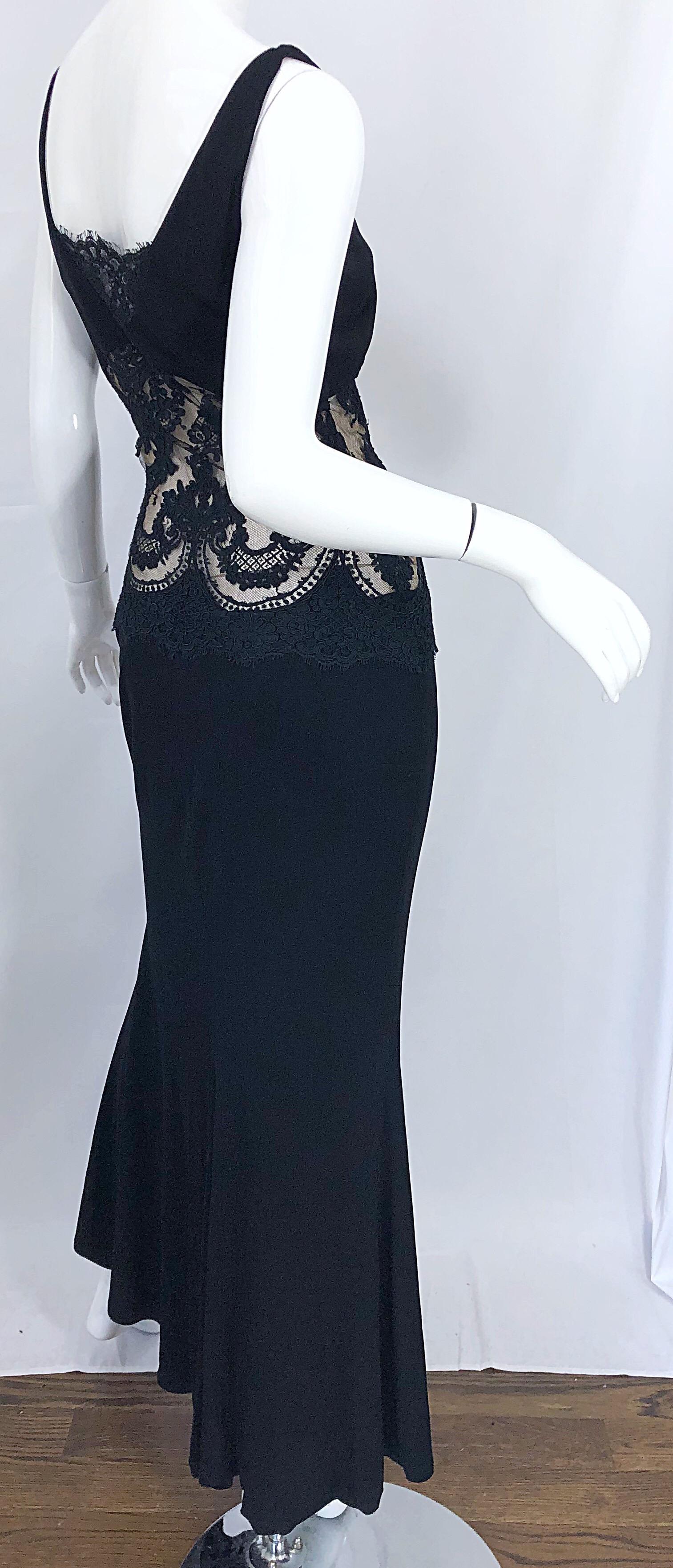 1990s Randolph Duke Black Sexy Lace Cut-Out Sleeveless Vintage 90s Evening Gown 1