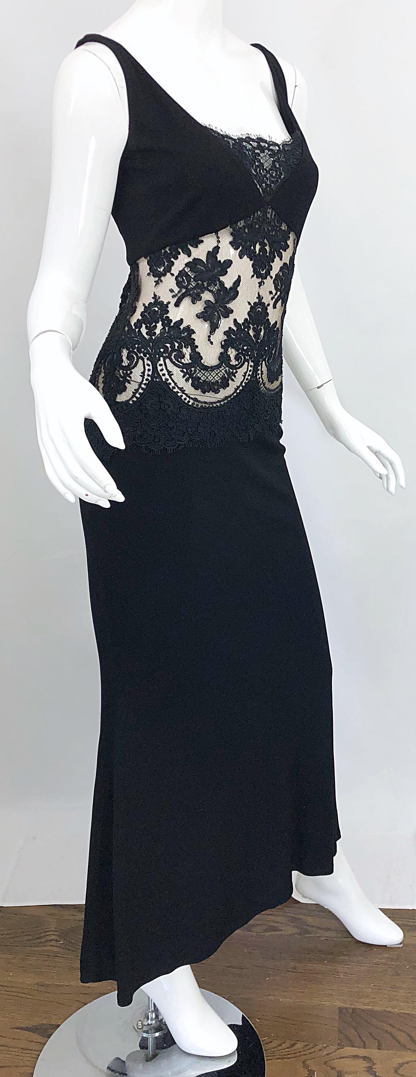 1990s Randolph Duke Black Sexy Lace Cut-Out Sleeveless Vintage 90s Evening Gown 2