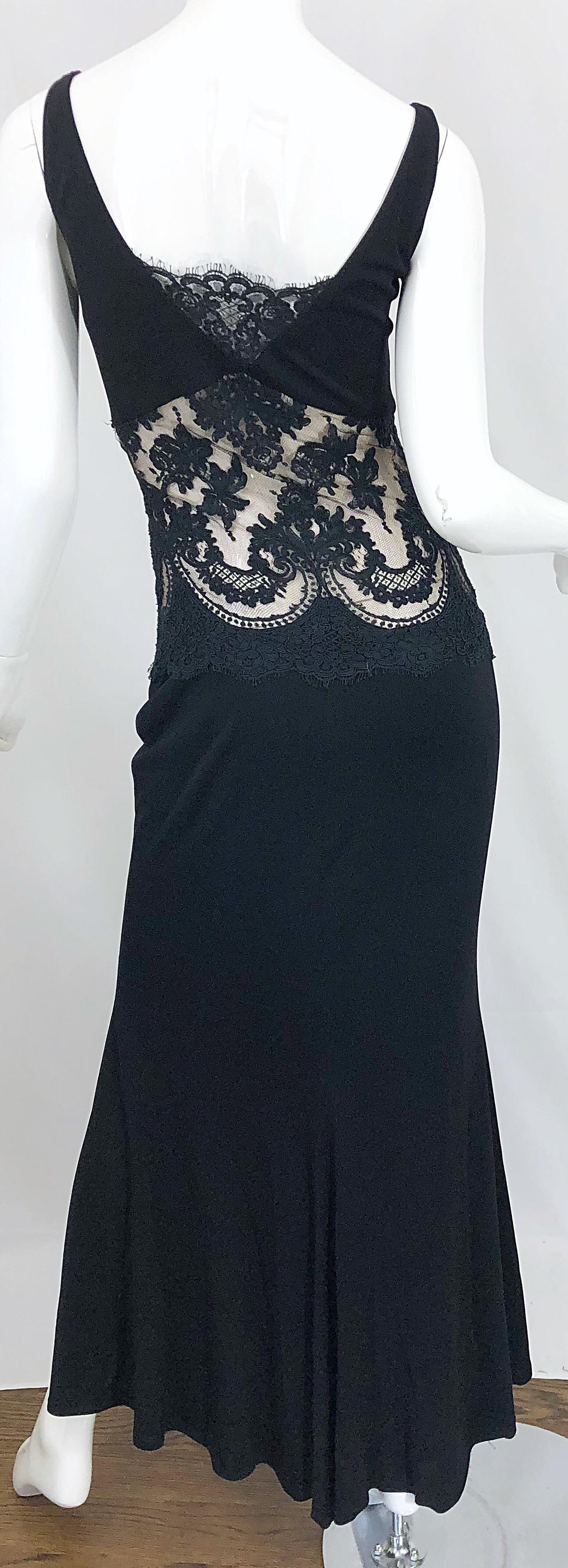 1990s Randolph Duke Black Sexy Lace Cut-Out Sleeveless Vintage 90s Evening Gown 3