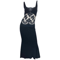 1990s Randolph Duke Black Sexy Lace Cut-Out Sleeveless Vintage 90s Evening Gown