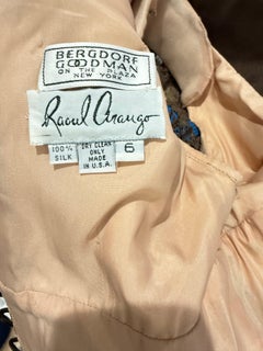 1990s Raoul Arango for Bergdorf Goodman Sz 6 Brown Nude Lace Vintage Gown Dress