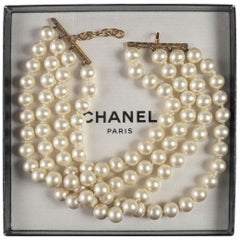 1990s Rare Chanel (attributed) 4 Strands Pearl Choker