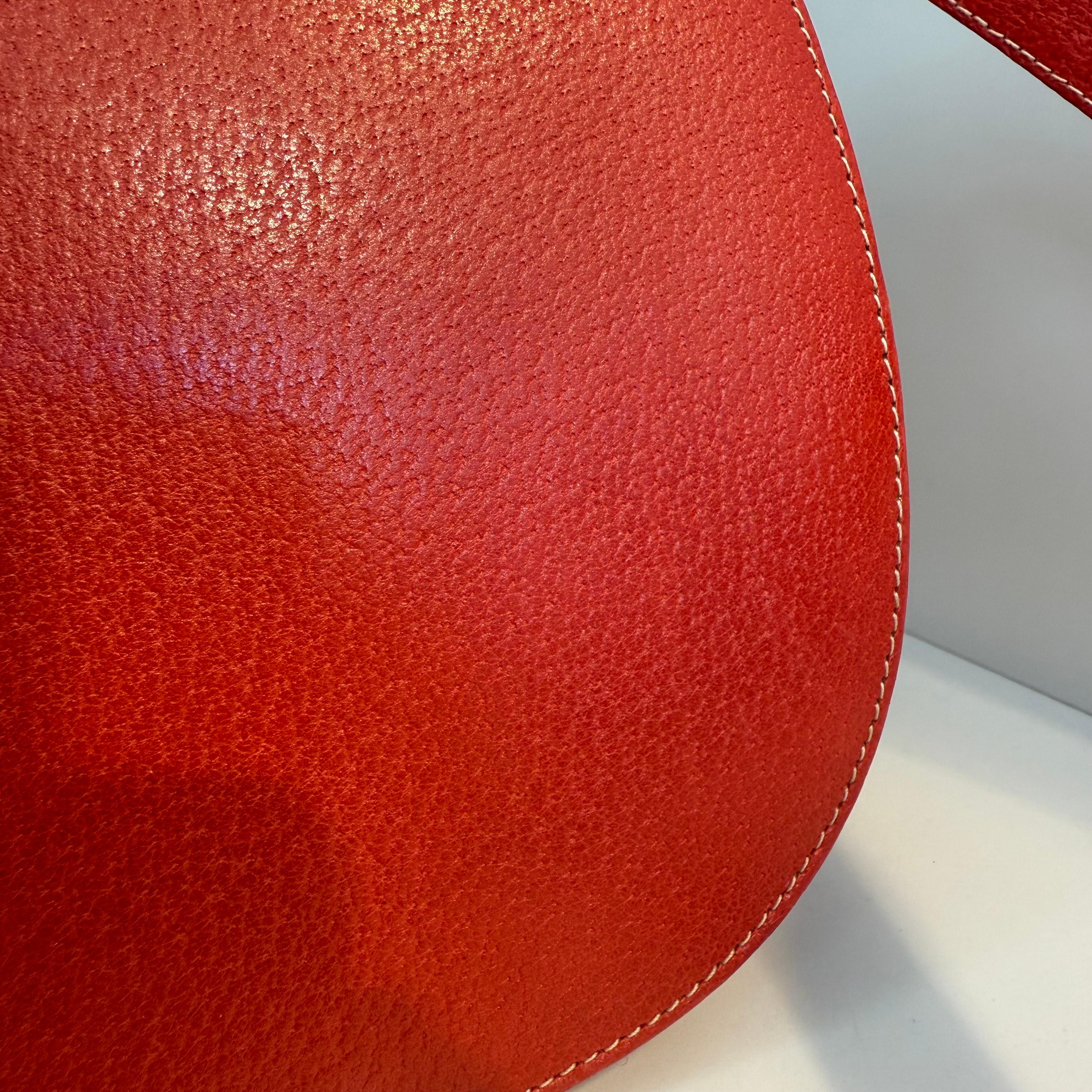 1990s Rare Gucci Large Red Bamboo Bag 6