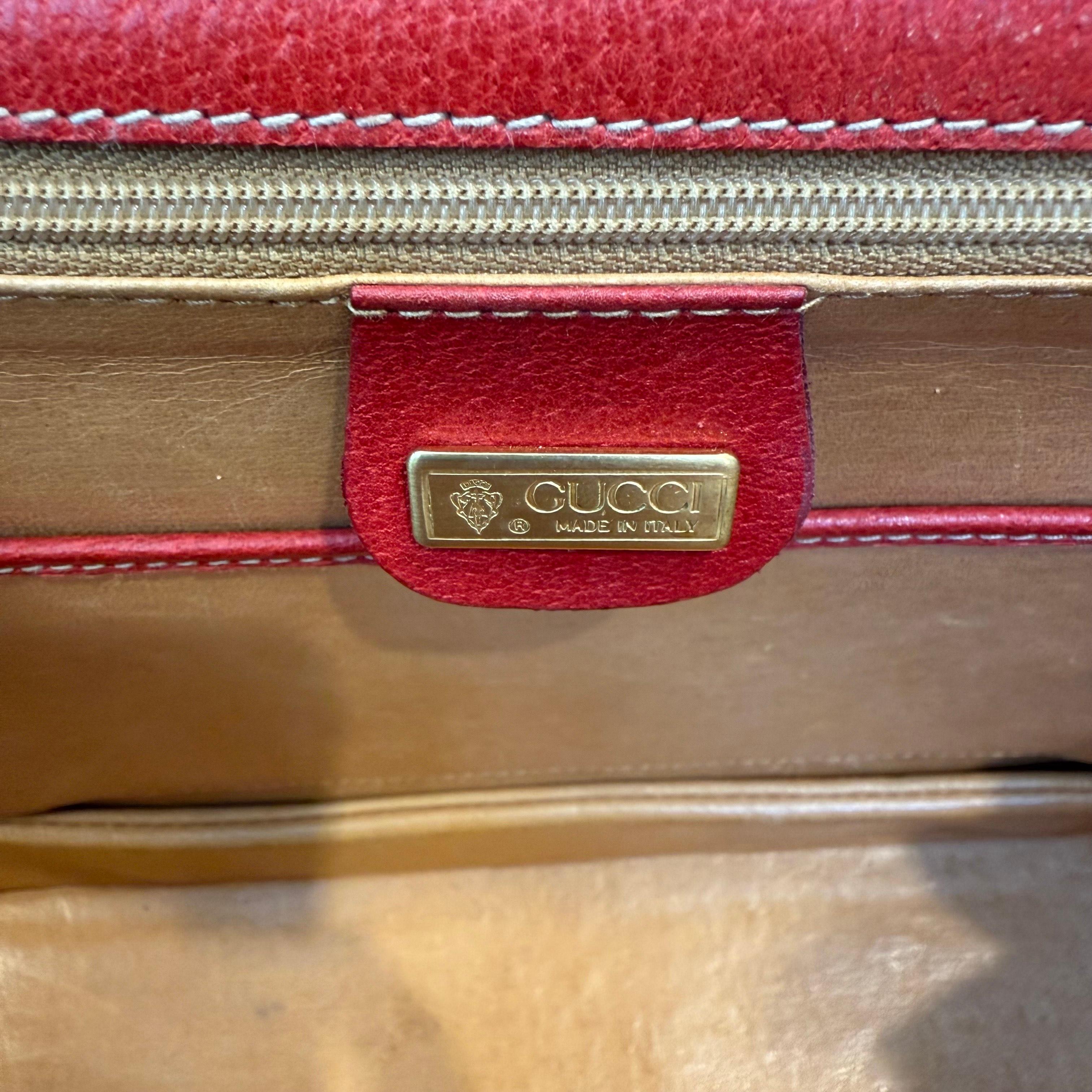 1990s Rare Gucci Large Red Bamboo Bag 4