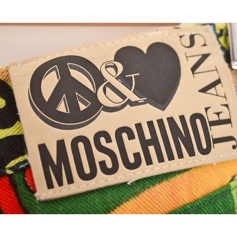 1990's Rare Moschino 'Dog Food' Print Crazy Pattern Colourful Jeans For Sale 4