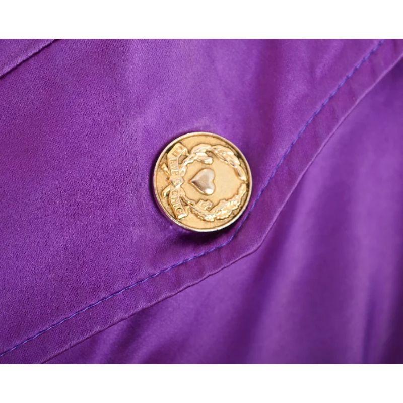 Violet 1990's Rare Moschino 'For Your Eyes Only' Satin Varsity Colourful Bomber Jacket en vente