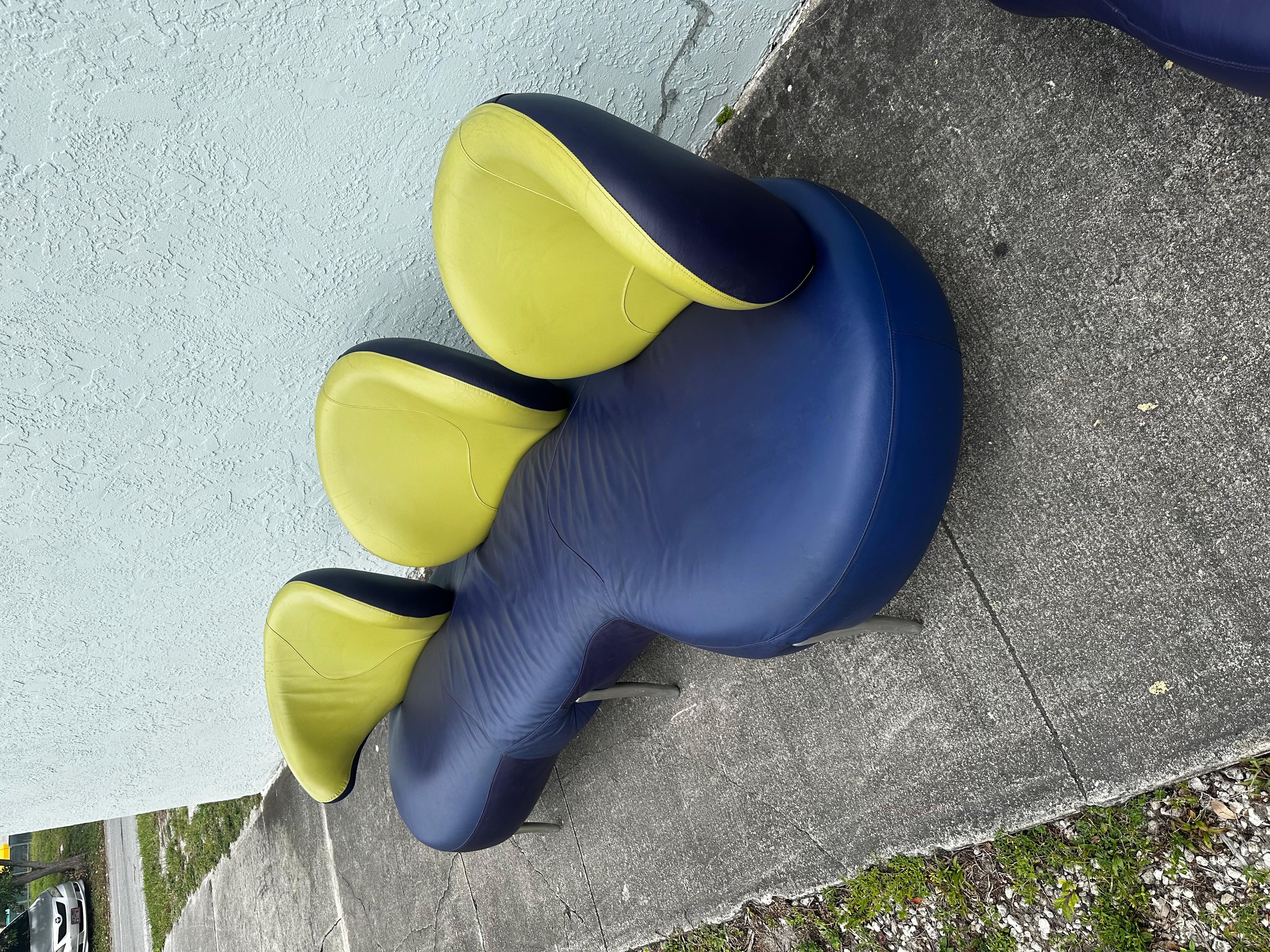 1990s Rare Poltromec Italia Leder Sculptural Space Age Sofa Loveseat, Set von 2 im Angebot 3