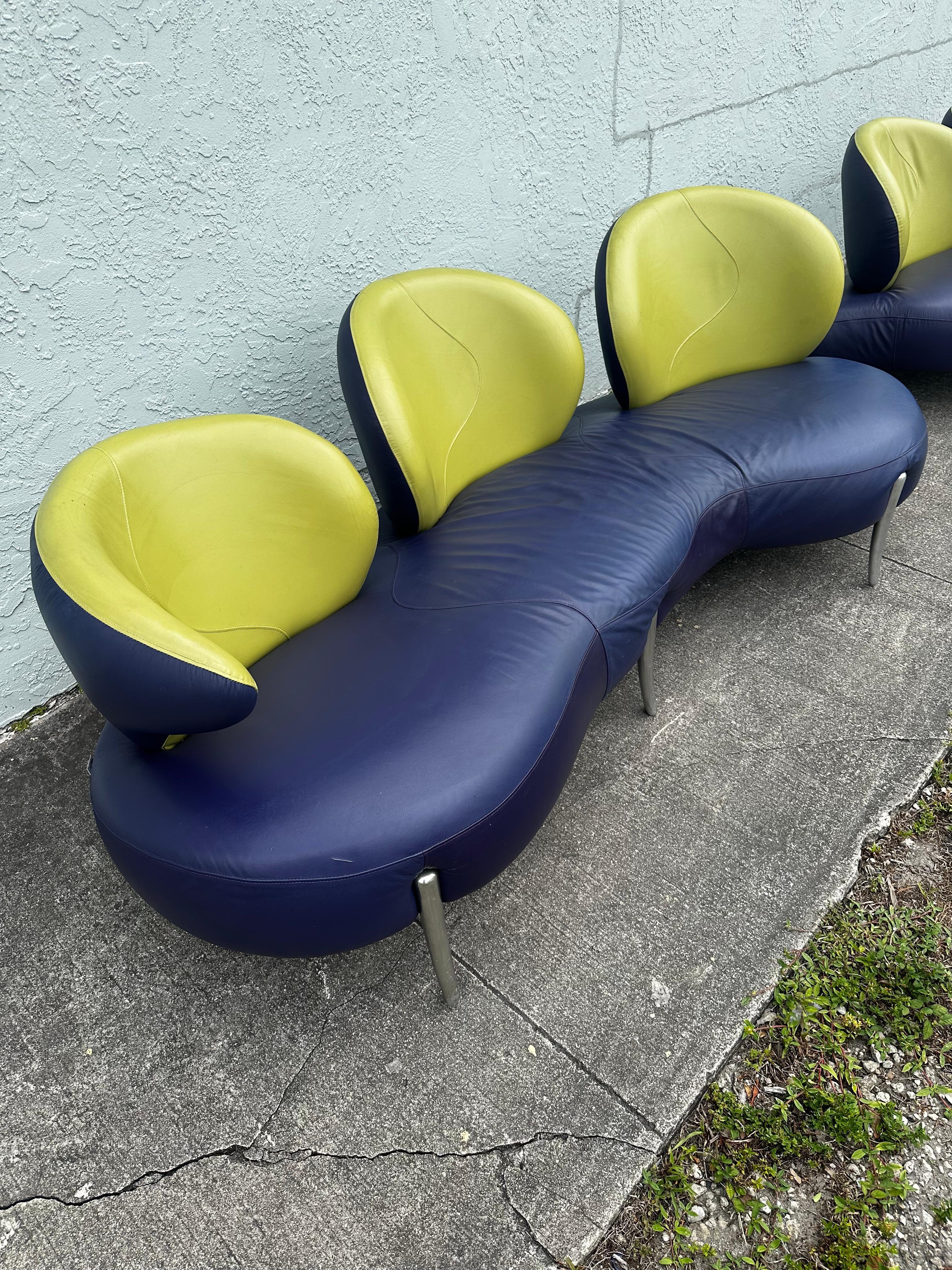 1990s Rare Poltromec Italia Leather Sculptural Space Age Sofa Loveseat, Set di 2 in vendita 4